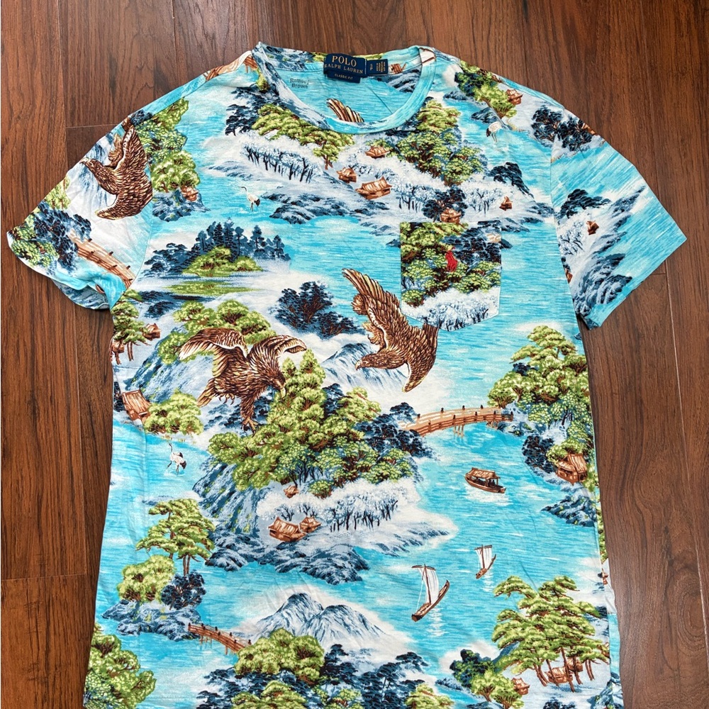 Polo by Ralph Lauren Blue and Green Short Sleeve Tee